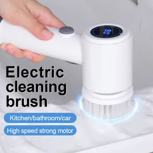 Wireless electric cleaning brush with LED display handheld scrubber for kitchen bathroom car