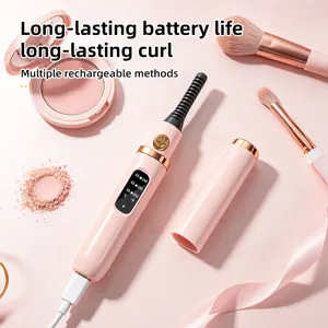Electric heated eyelash curler portable rechargeable makeup tool for long-lasting curls