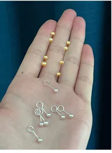 S999 reines Silber Kugel Ohrstecker minimalistische runde Perle Piercing Schmuck Detailbild