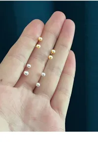 Minimale s999 Sterling Silber Kugel Ohrstecker in Gold und Silber, zartes glattes Design.