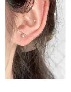 S999 Sterlingsilber Kugel Ohrstecker minimalistisch kleine glatte Perle Schmuck.