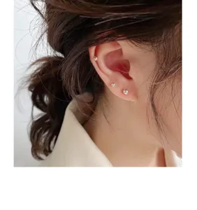 Minimalistische s999 Sterlingsilber Kugel Ohrstecker für Damen, kleiner Alltagsschmuck.