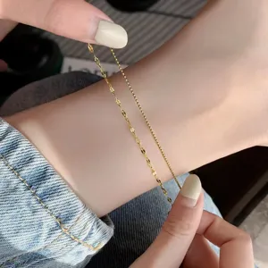 Double layer sterling silver anklet with faceted beads and delicate chain for women.