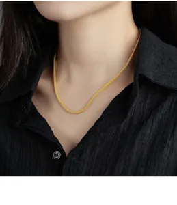 Vergoldete runde Netzketten-Halskette aus Silber, minimalistischer Choker für Damen und Herren.