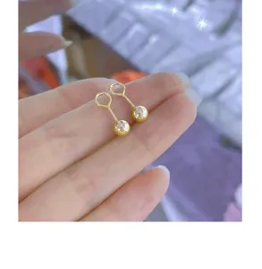 Minimalistische S999 Sterlingsilber Kugel Ohrstecker, kleine glatte Perlen Ohrringe Damen.