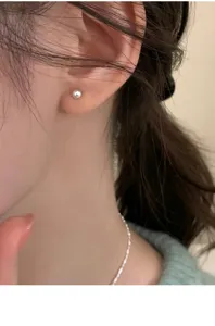 Minimalistische S999 Sterling Silber Kugel Ohrstecker für Damen, kleine glatte runde Ohrringe.