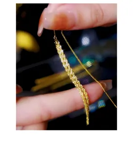 Longues boucles d'oreilles à pampilles scintillantes, fil d'oreille double couche, bijoux.