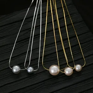 S925 Sterling Silber Einzelne Künstliche Perle Halskette Für Damen Bambuskette Choker Elegante Light Luxury Anhänger Halskette Schmuck Geschenk