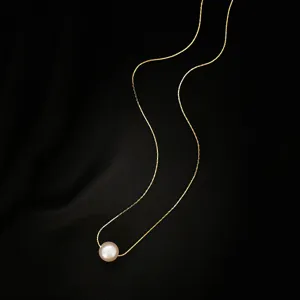 Elegante S925 Silber Perlenkette für Damen minimalistische goldene Schlüsselbeinkette Mode.