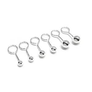 S999 reines Silber Kugel gebogene Haken Ohrringe, minimalistischer glänzender Ohrschmuck Alltag.