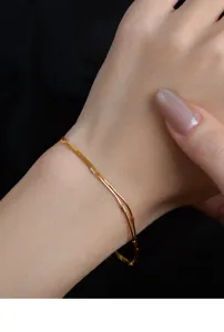 Exquisite double layer snake bone chain bracelet sparkling fine jewelry detail view