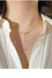 Delicate S925 zilveren vergulde kralen ketting close-up, elegante verstelbare sleutelbeenketting.