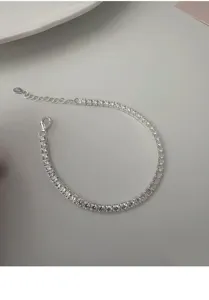 S925 Silber Zirkonia Tennis Armband glitzernde einreihige Diamant Kette Damen Schmuck.
