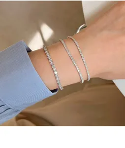 S925 Silber Zirkonia Tennisarmband Elegantes Mehrschichtiges Handgelenk Schmuck Damen