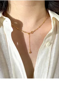S925 sterling zilver delicate goudkleurige ketting met verstelbaar Y-ontwerp en hart bedel.