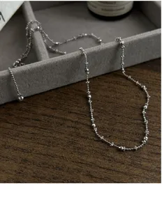 Prachtige 925 sterling zilveren kralen ketting, delicate sprankelende sleutelbeen ketting.