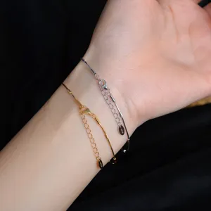 S925 sterling silver double layer snake bone bracelet fashion minimalist chic hand jewelry for women