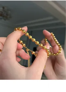 Hermosa pulsera de cuentas de plata S925 con práctica cadena ajustable para mujeres.