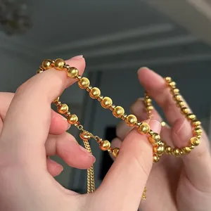 Pulsera de cuentas chapada en oro con cierre deslizante mujer joyería fina y elegante