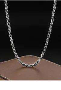S925 Sterling Silber Kordelkette Halskette fuer Damen und Herren minimalistischer schwerer Stil.