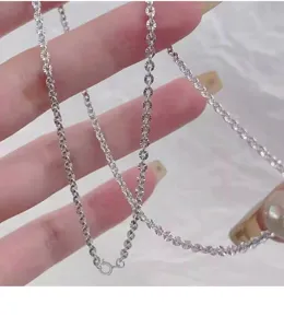 S925 Sterlingsilber Funkelnde Kette Halskette, zarte minimalistische Damen Schlüsselbeinkette