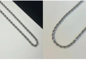 Detailansicht der S925 Sterling Silber Kordelkette, hochwertige Metall Gliederkette Schmuck.
