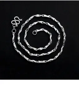 S925 Sterling Silber Halskette fuer Damen und Herren, elegante geometrische Kette fuer Alltag.
