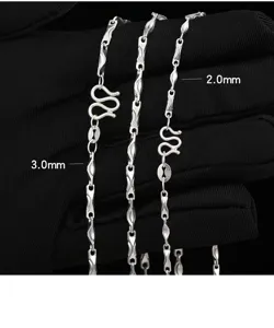 S925 Sterling Silber Kette fuer Damen und Herren, klassische schlichte Kette fuer Alltag.