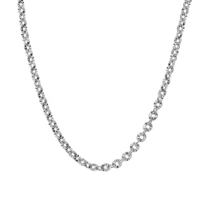 S925 Silber Sonnenblumen Halskette Facettierte Italienische Kette Damen Schmuck