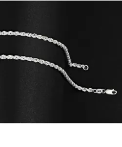 S925 Sterlingsilber Kordelkette Detailansicht, gedrehte Glieder Halskette Nahaufnahme.