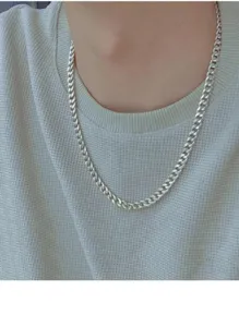 Silberne Kubanische Gliederkette für Damen und Herren, cooler Hip-Hop Kettenschmuck.