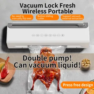 Draagbare draadloze vacuümsealer machine voor het langdurig vers bewaren van voedsel.