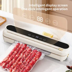 Compact automatic vacuum food sealer machine for dry and wet food preservation kitchen use
