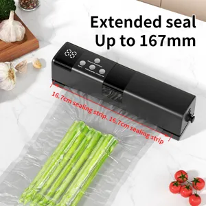 Automatic home vacuum sealer machine for dry and wet food preservation with 16.7cm seal strip.