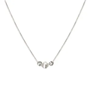 S925 sterling zilveren slangenketting halsketting met drie delicate kralen minimalistisch