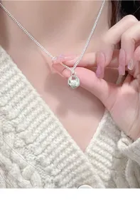 S925 sterling silver fortune bag pendant necklace, exquisite minimalist chic jewelry for women.