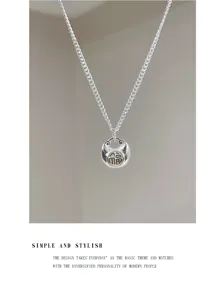 Sterling silver lucky lock pendant necklace, exquisite Chinese style jewelry detail shot.