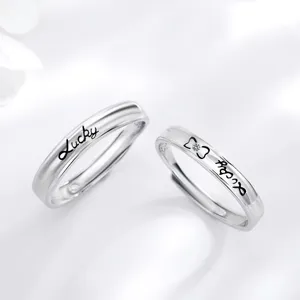 925 Sterlingsilber Lucky Buchstabe Ring Einstellbar Personalisierter Strass Ring Für Valentinstag Schmuck Geschenk