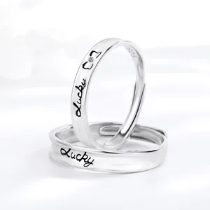 S925 Sterlingsilber Paaringe passendes minimalistisches glückliches Design Schmuck Geschenk