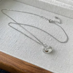 S925 sterling silver lucky bag necklace pendant, elegant new Chinese style clavicle chain.
