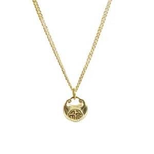 S925 sterling silver mini fortune bag pendant necklace, traditional Chinese style clavicle chain.
