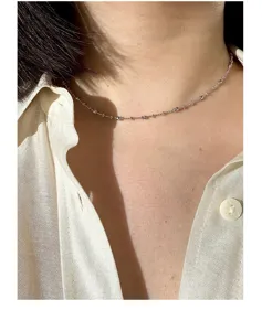 S925 sterling zilveren delicate kralen sleutelbeen ketting voor dames glanzend sieraad.
