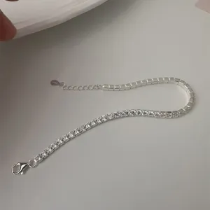 S925 Sterling Silber Zirkon Tennisarmband Klassisch Glänzend Diamant Handkette Schmuck Damen