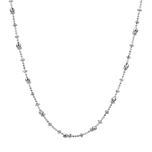 S925 sterling zilveren elegante ketting met fijn kralen en klaverblad motieven.
