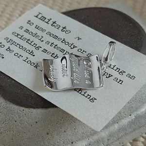 S925 sterling silver minimalist wavy paper pendant retro necklace fashion jewelry accessory for women