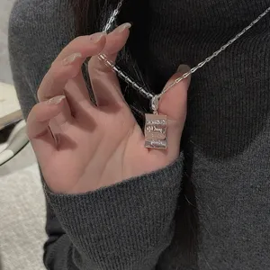 S925 Sterling Silver Vintage Scroll Pendant Necklace Minimalist Chic Collar Jewelry Gift