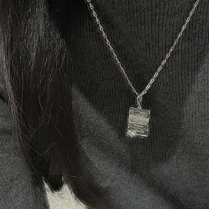 S925 sterling silver retro book pendant necklace minimalist Korean style jewelry