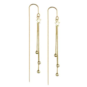 Boucles d'oreilles longues à pampilles étoile dorée pour femmes bijoux élégants vue principale