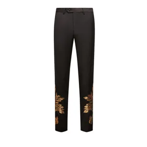 Pantalón de traje slim para hombre con apliques de lentejuelas doradas para bodas y espectáculos.