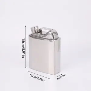 Fiole de poche en acier inoxydable bidon 304 métal conteneur d'alcool portable 15x11cm